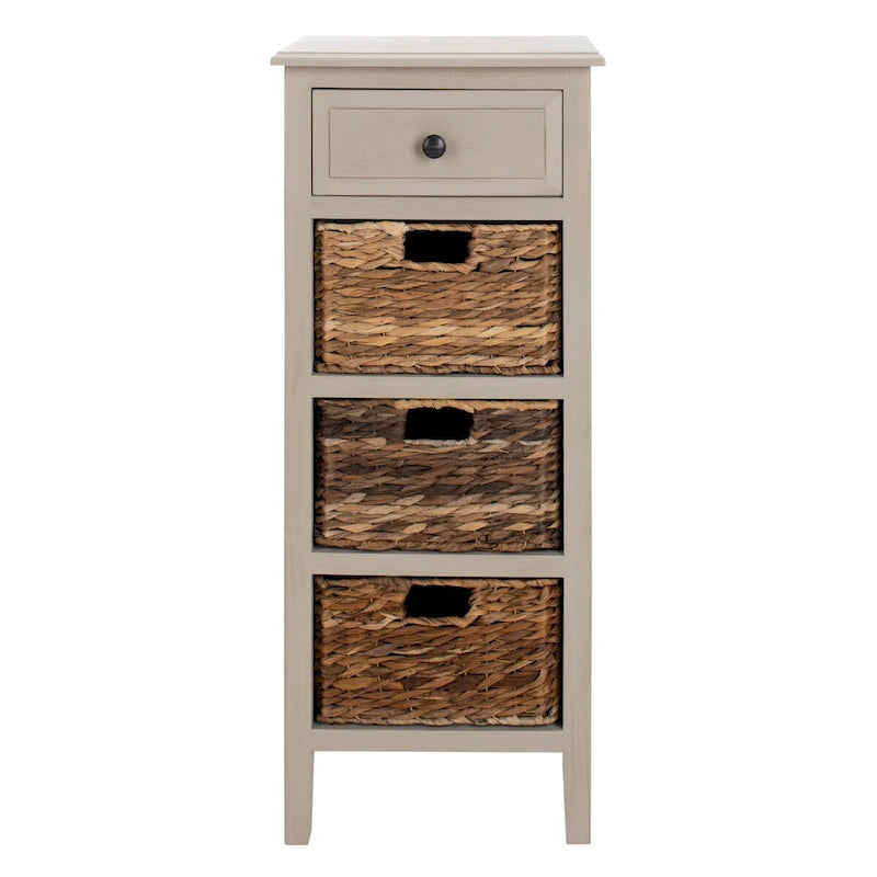 SAFAVIEH Hermine Distressed Black 4-Drawer Storage Side Table - 15 x 11.8 x 35.8 - 15Wx12Dx36H