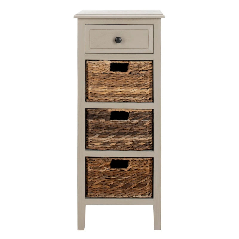 SAFAVIEH Hermine Distressed Black 4-Drawer Storage Side Table - 15 x 11.8 x 35.8 - 15Wx12Dx36H