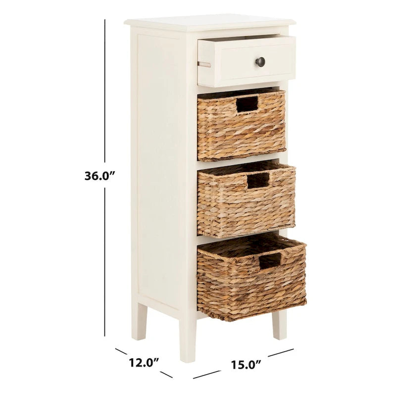 SAFAVIEH Hermine Distressed Black 4-Drawer Storage Side Table - 15 x 11.8 x 35.8 - 15Wx12Dx36H