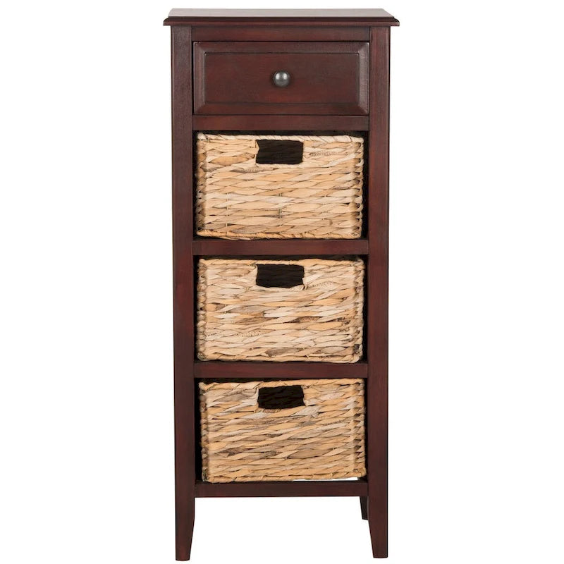 SAFAVIEH Hermine Distressed Black 4-Drawer Storage Side Table - 15 x 11.8 x 35.8 - 15Wx12Dx36H