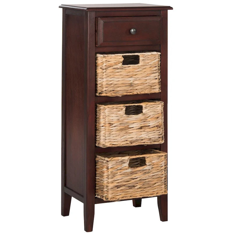 SAFAVIEH Hermine Distressed Black 4-Drawer Storage Side Table - 15 x 11.8 x 35.8 - 15Wx12Dx36H