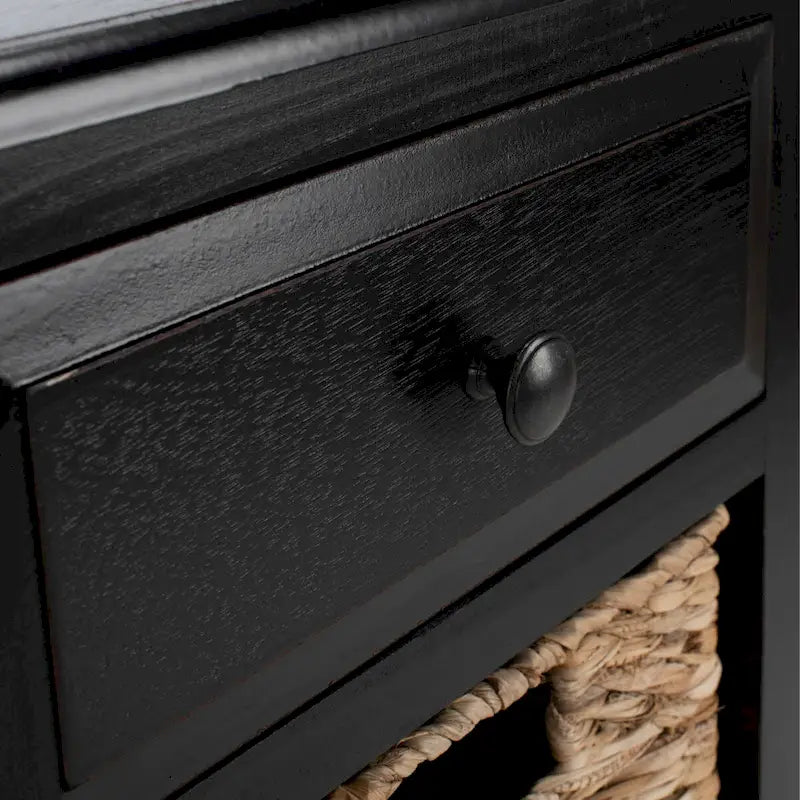 SAFAVIEH Hermine Distressed Black 4-Drawer Storage Side Table - 15 x 11.8 x 35.8 - 15Wx12Dx36H