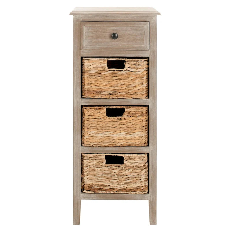 SAFAVIEH Hermine Distressed Black 4-Drawer Storage Side Table - 15 x 11.8 x 35.8 - 15Wx12Dx36H