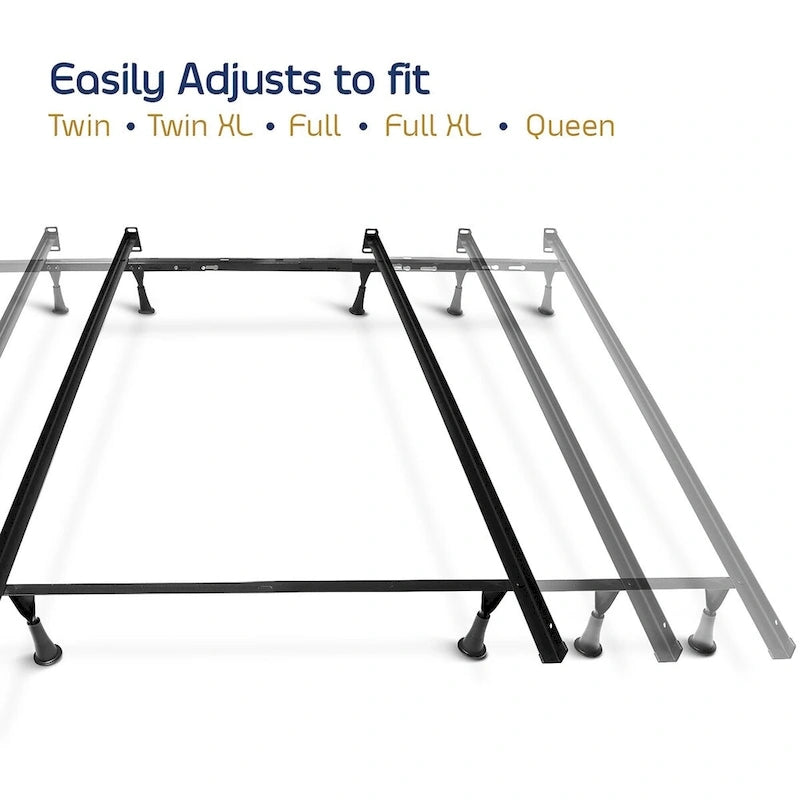 Clara Clark Expandable 4-Leg Support Metal Bed Frame - Queen, Full, Twin
