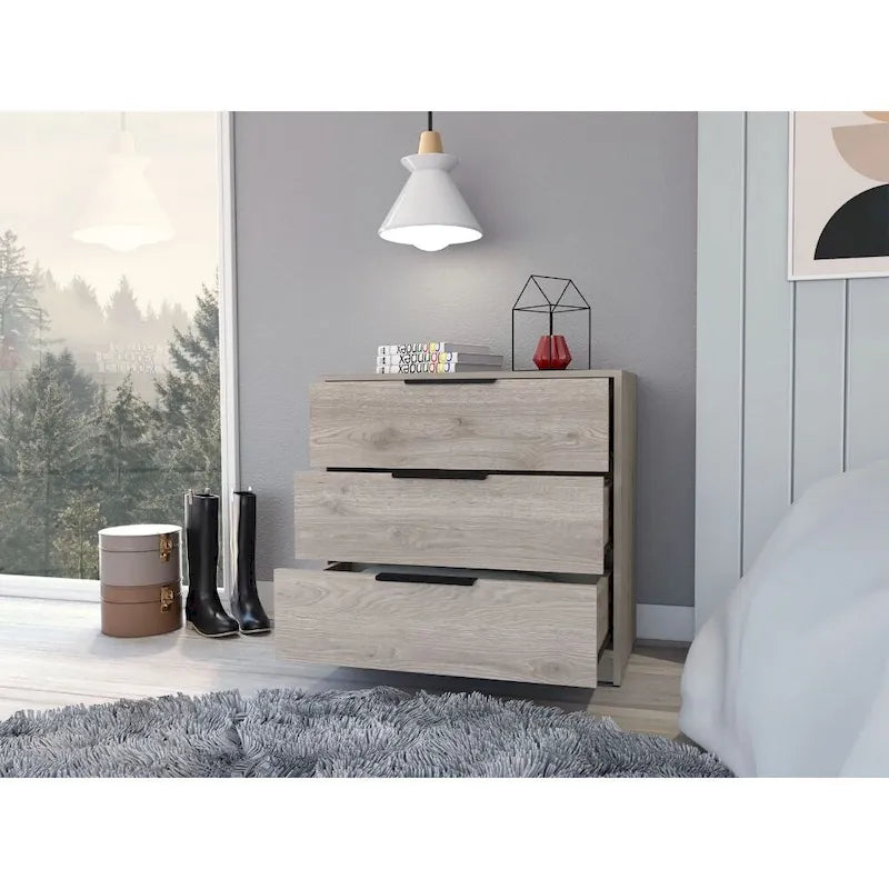 3 Drawers Dresser Maryland, Superior Top, Light Gray Finish,High quality and durable
