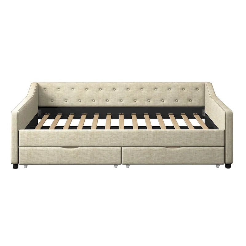 Full Size Upholstered Daybed with Drawers For Bedroom