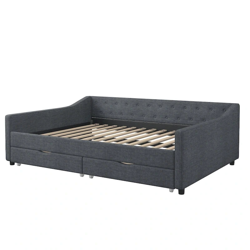Full Size Upholstered Daybed with Drawers For Bedroom