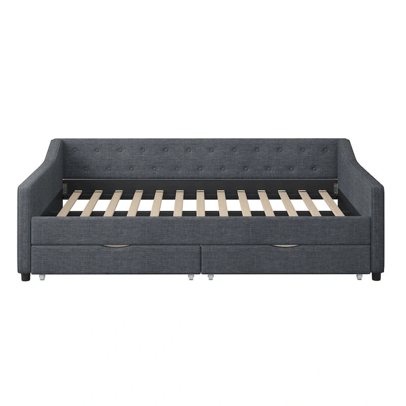 Full Size Upholstered Daybed with Drawers For Bedroom