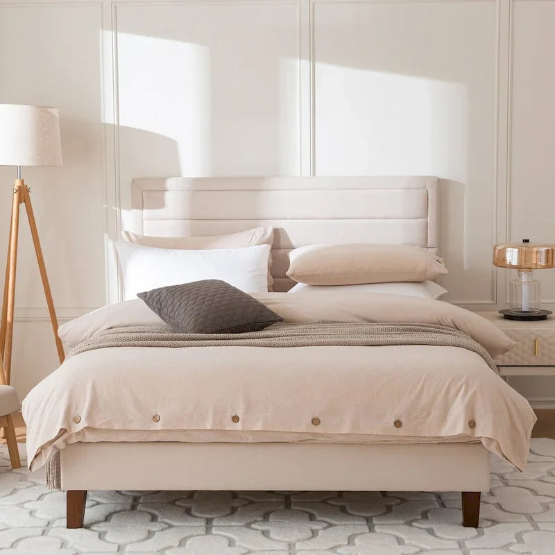 EGOHOME Upholstered 4 Channel Low Profile Platform Bed