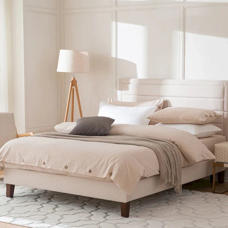 EGOHOME Upholstered 4 Channel Low Profile Platform Bed