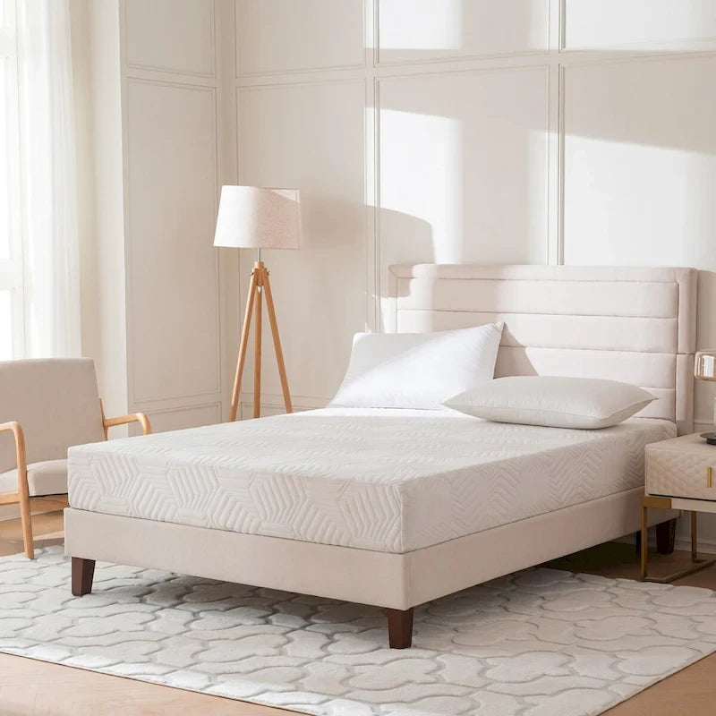 EGOHOME Upholstered 4 Channel Low Profile Platform Bed