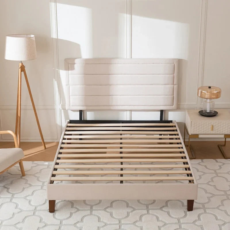 EGOHOME Upholstered 4 Channel Low Profile Platform Bed