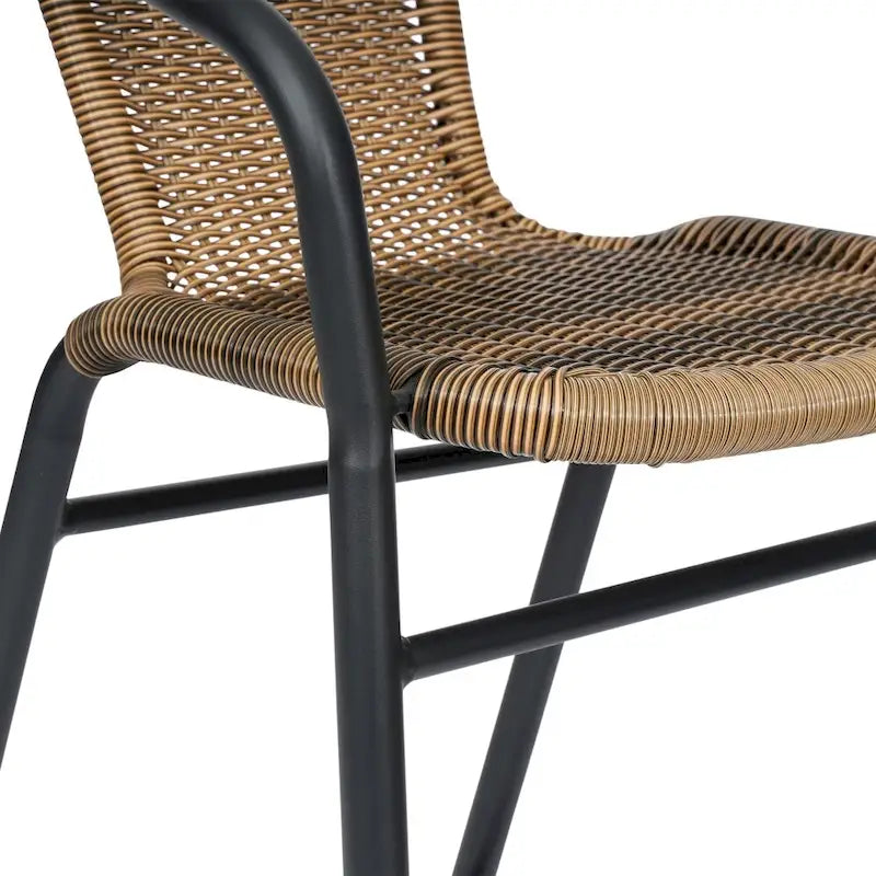 2PK Indoor/Outdoor Rattan Restaurant Barstools