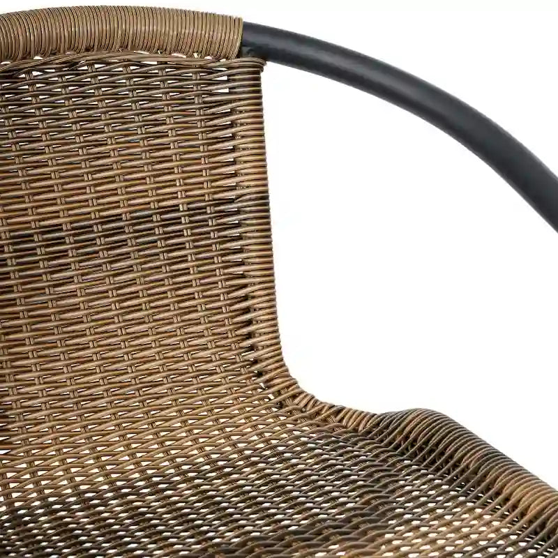 2PK Indoor/Outdoor Rattan Restaurant Barstools