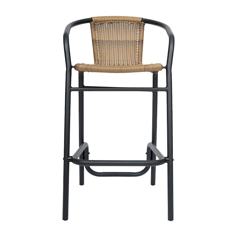 2PK Indoor/Outdoor Rattan Restaurant Barstools
