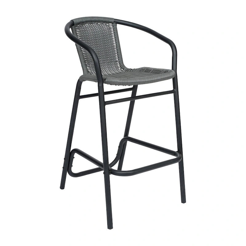 2PK Indoor/Outdoor Rattan Restaurant Barstools