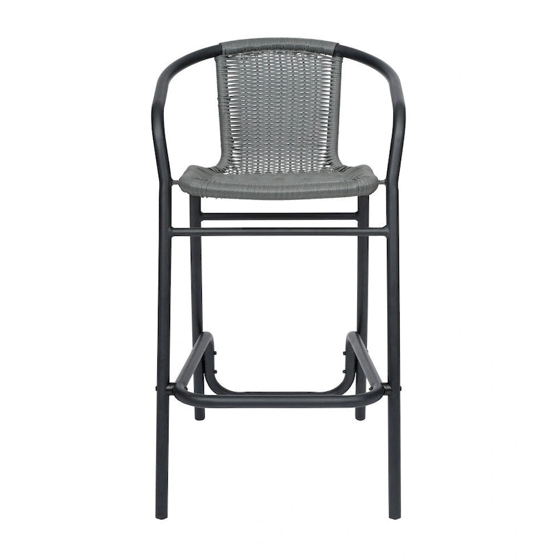 2PK Indoor/Outdoor Rattan Restaurant Barstools