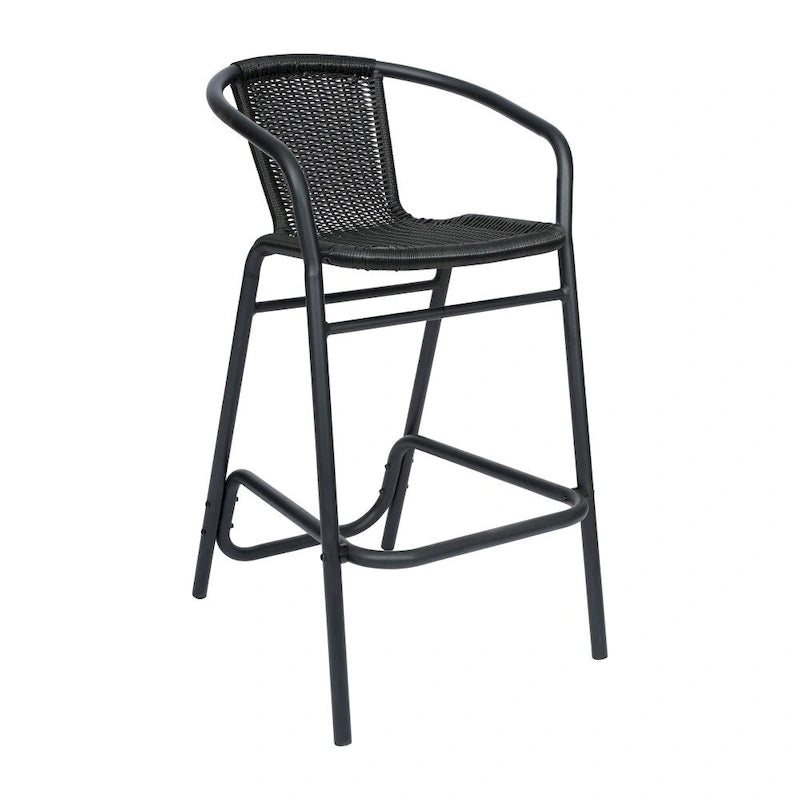 2PK Indoor/Outdoor Rattan Restaurant Barstools