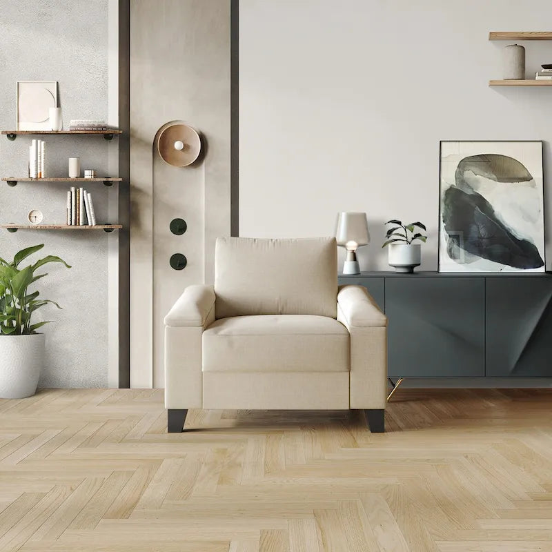 CraftPorch Simple Style Linen Upholstered Arm Chair