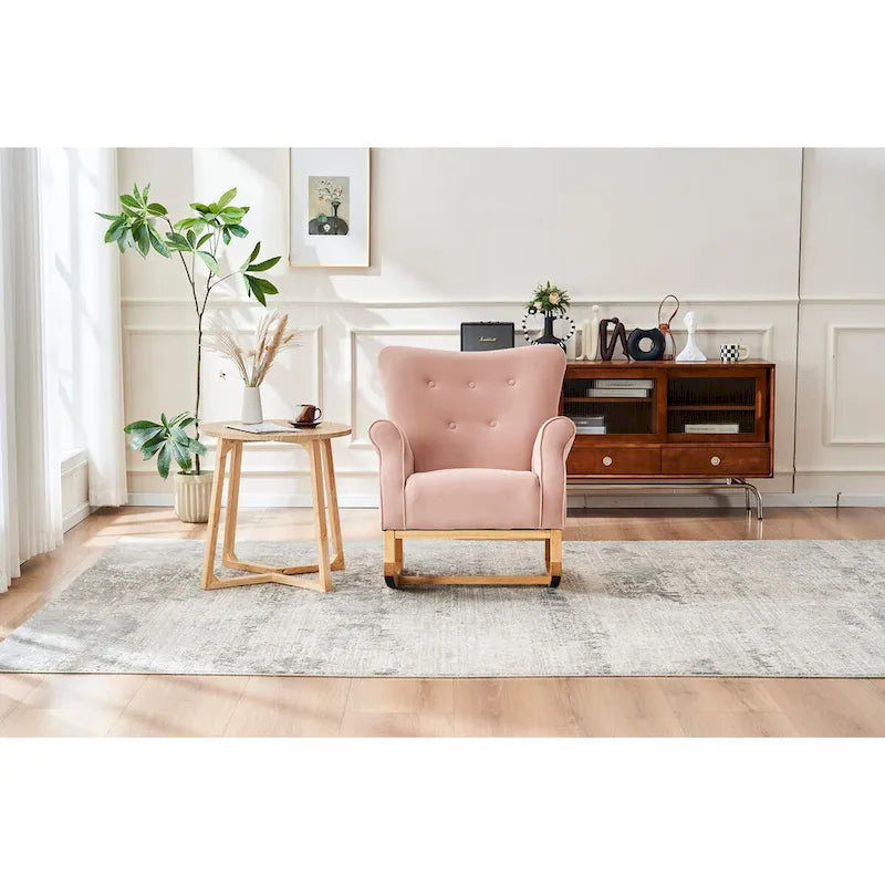 Baby Room High Back Rocking Chair Nursery Chair , Comfortable Rocker Fabric Padded Seat,High Back Armchair