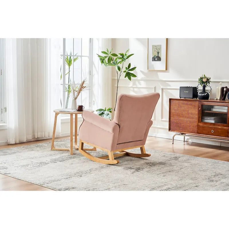 Baby Room High Back Rocking Chair Nursery Chair , Comfortable Rocker Fabric Padded Seat,High Back Armchair