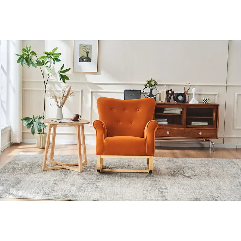 Baby Room High Back Rocking Chair Nursery Chair , Comfortable Rocker Fabric Padded Seat,High Back Armchair