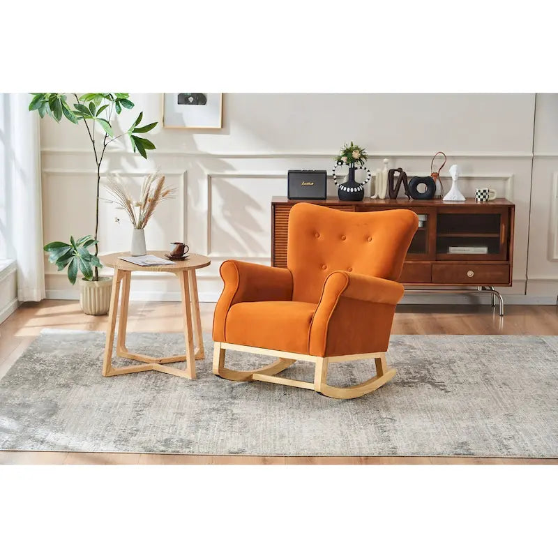 Baby Room High Back Rocking Chair Nursery Chair , Comfortable Rocker Fabric Padded Seat,High Back Armchair