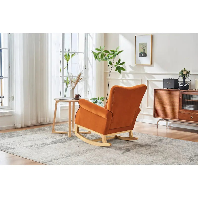 Baby Room High Back Rocking Chair Nursery Chair , Comfortable Rocker Fabric Padded Seat,High Back Armchair