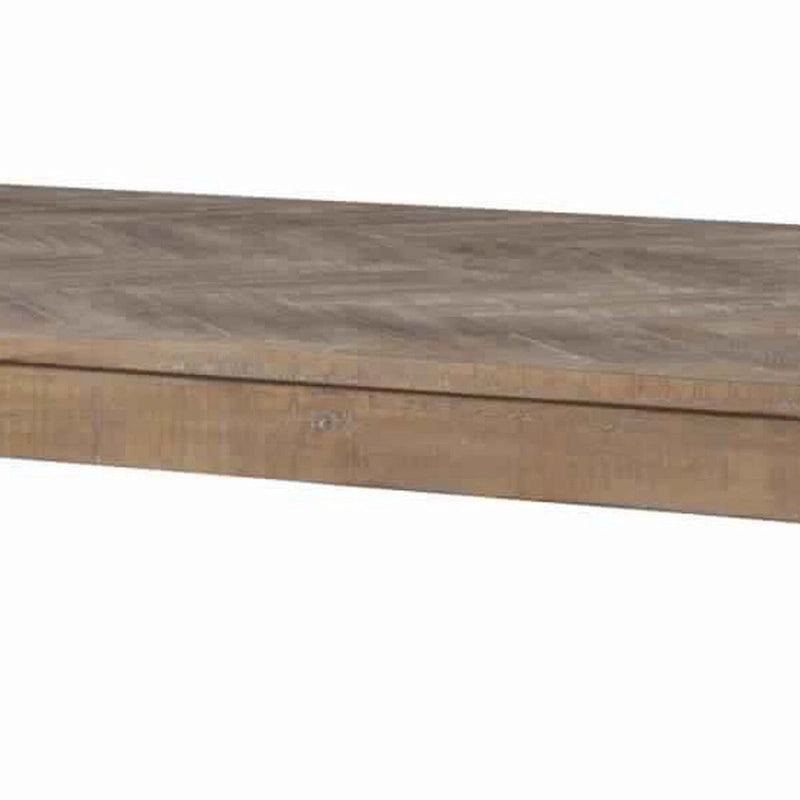 Rectangular Wooden Dining Table with Block Legs, Weathered Brown