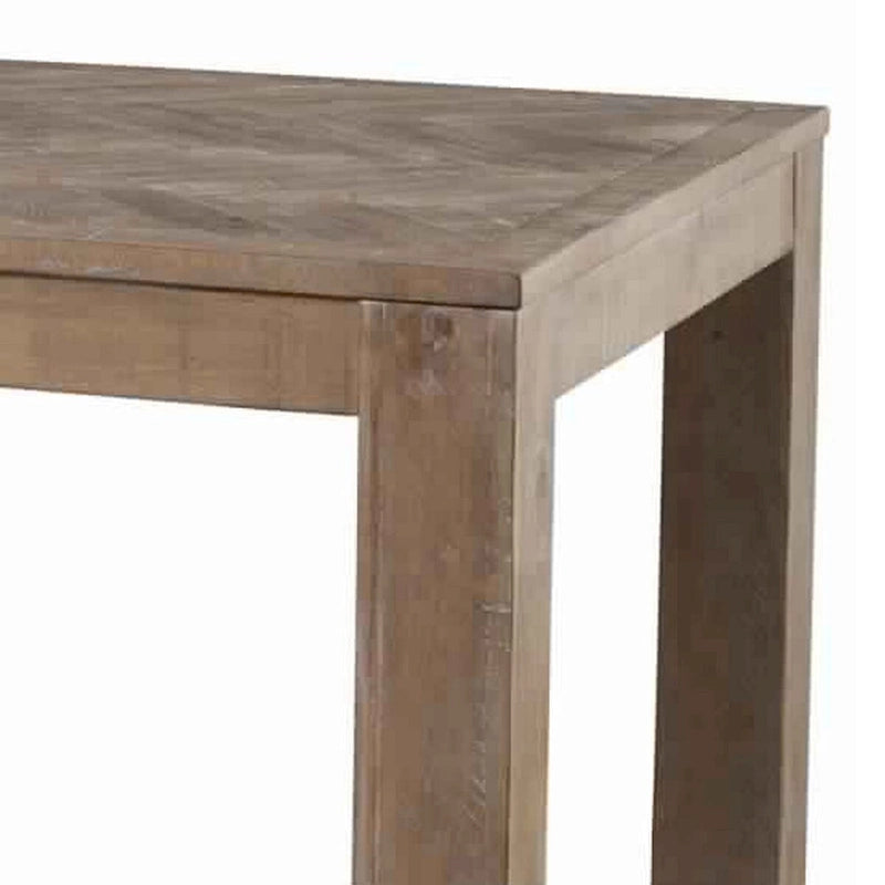 Rectangular Wooden Dining Table with Block Legs, Weathered Brown