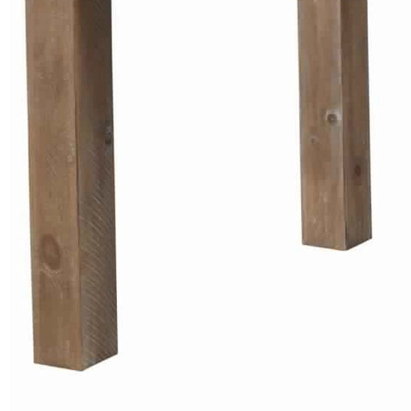 Rectangular Wooden Dining Table with Block Legs, Weathered Brown