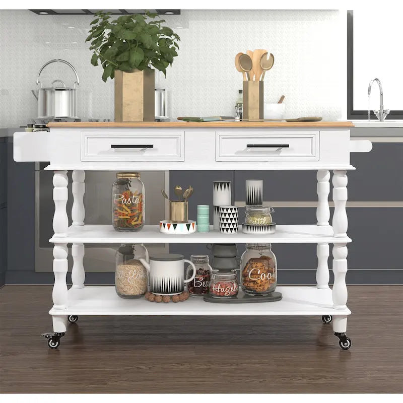 56 inch Rolling Kitchen Island with Storage