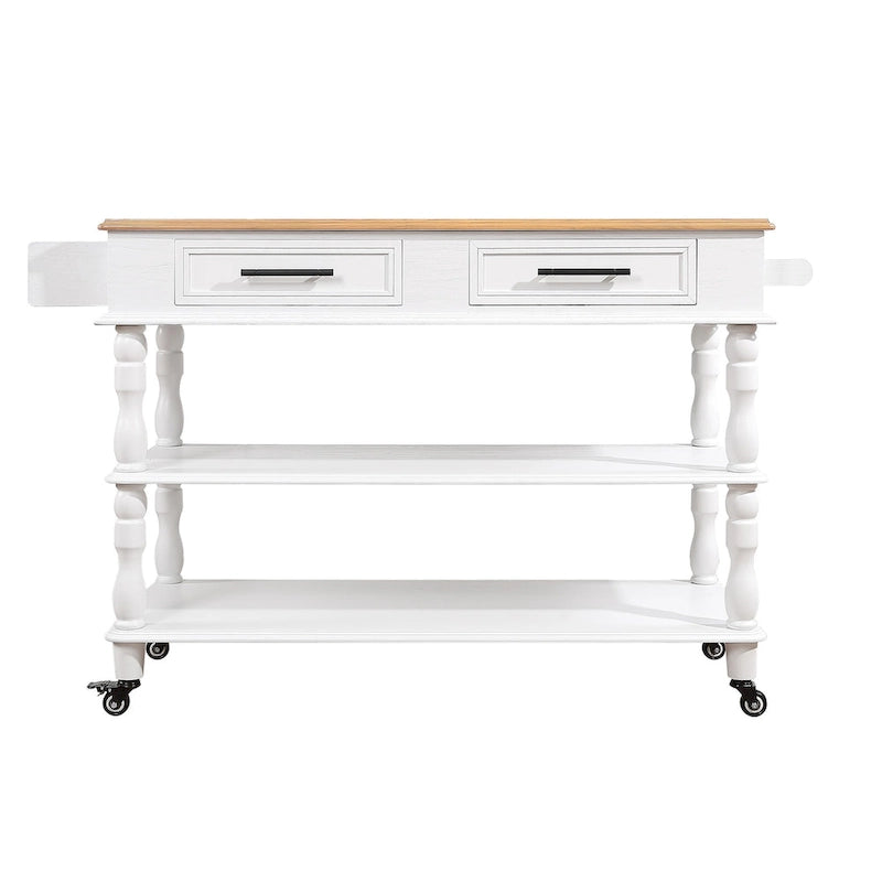 56 inch Rolling Kitchen Island with Storage