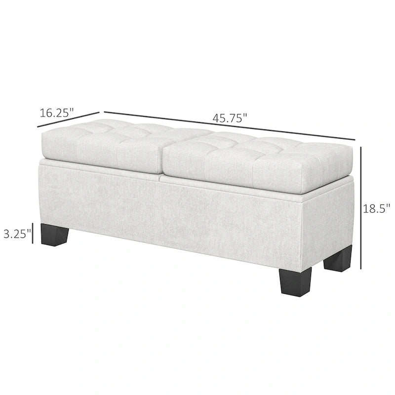 46 Storage Upholstered Ottoman Bench with Steel Frame
