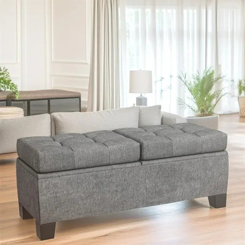 46 Storage Upholstered Ottoman Bench with Steel Frame