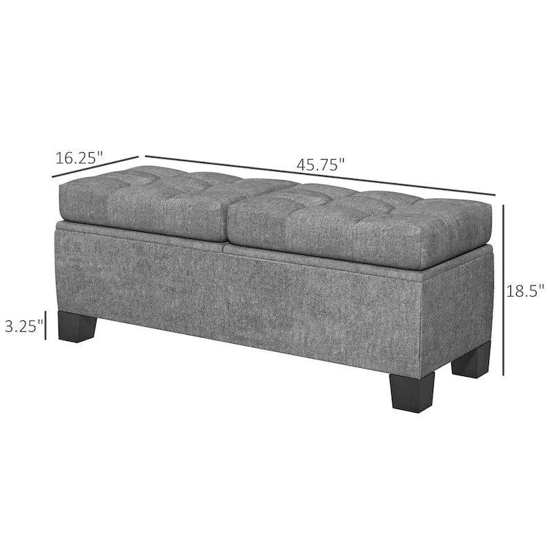 46 Storage Upholstered Ottoman Bench with Steel Frame
