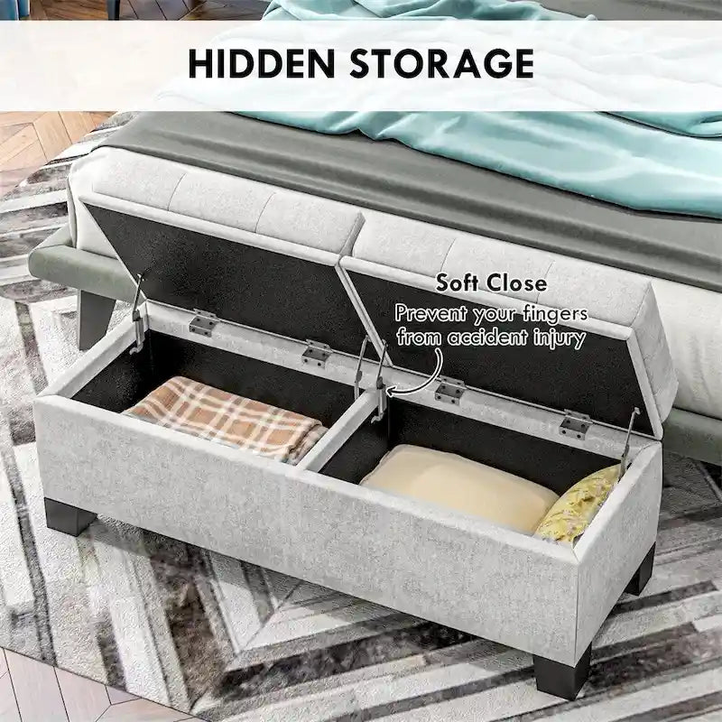 46 Storage Upholstered Ottoman Bench with Steel Frame