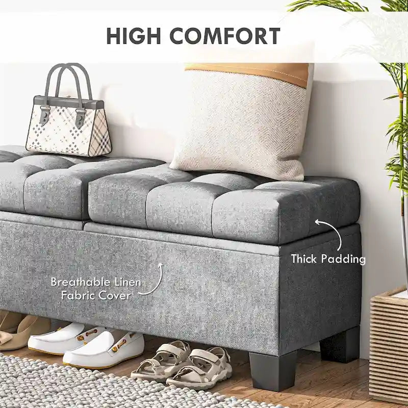 46 Storage Upholstered Ottoman Bench with Steel Frame