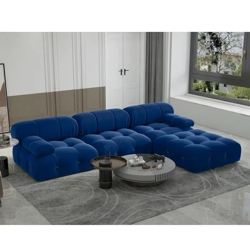 104 L-Shaped Sectional Sofa,Minimalist Velvet Sofas Couches with Reversible Chaise Ottoman