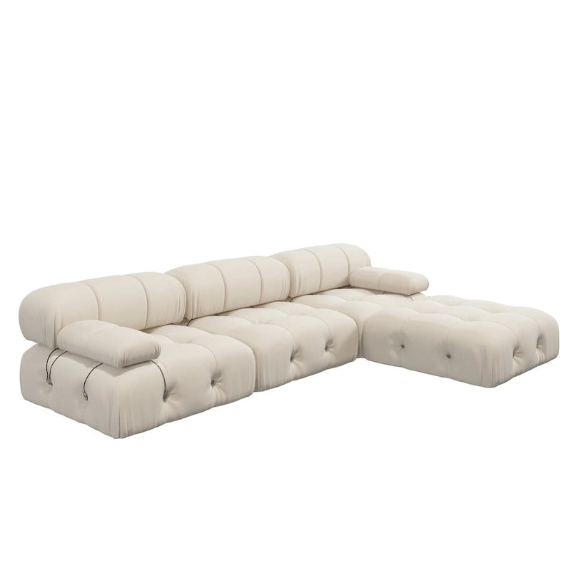 104 L-Shaped Sectional Sofa,Minimalist Velvet Sofas Couches with Reversible Chaise Ottoman