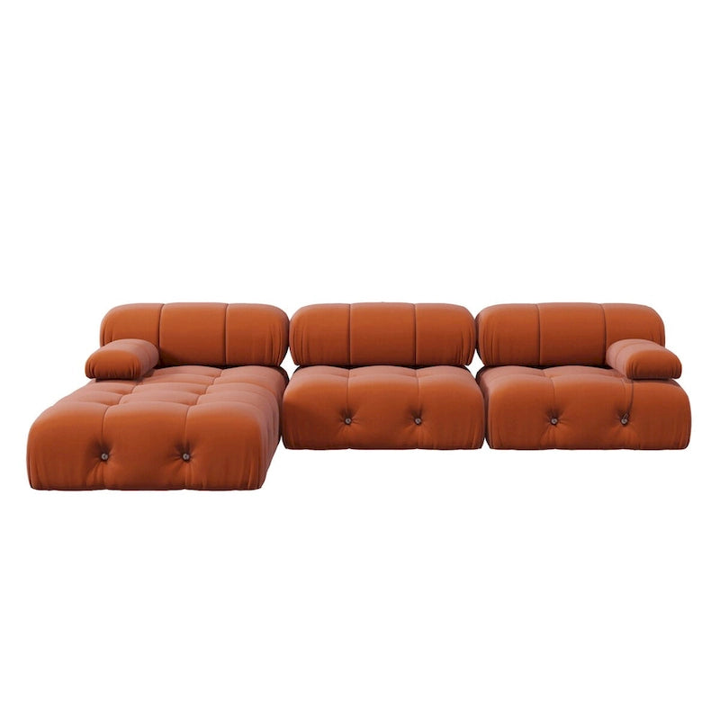 104 L-Shaped Sectional Sofa,Minimalist Velvet Sofas Couches with Reversible Chaise Ottoman
