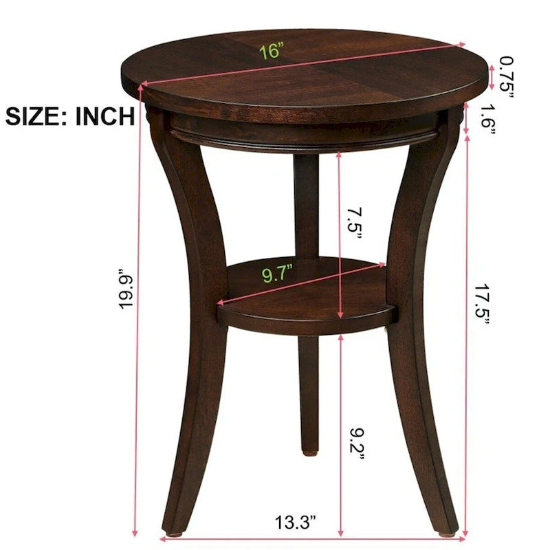 16 Wood Round End Table