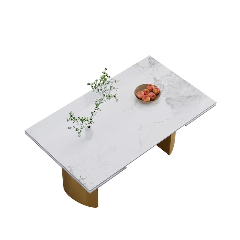 9 - Piece 94.48 Extendable Sintered Stone Dining Table with 8 Chairs Dining Set