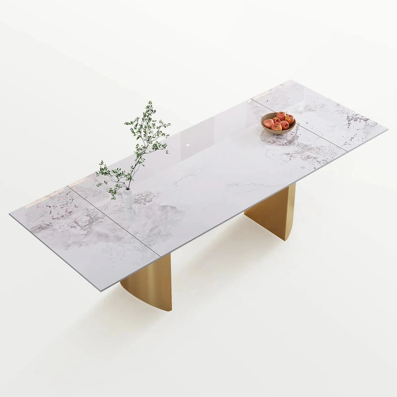 9 - Piece 94.48 Extendable Sintered Stone Dining Table with 8 Chairs Dining Set