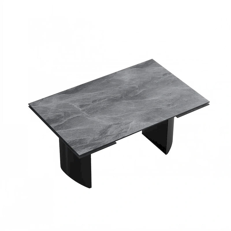 9 - Piece 94.48 Extendable Sintered Stone Dining Table with 8 Chairs Dining Set