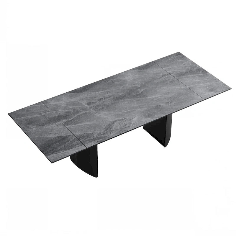 9 - Piece 94.48 Extendable Sintered Stone Dining Table with 8 Chairs Dining Set