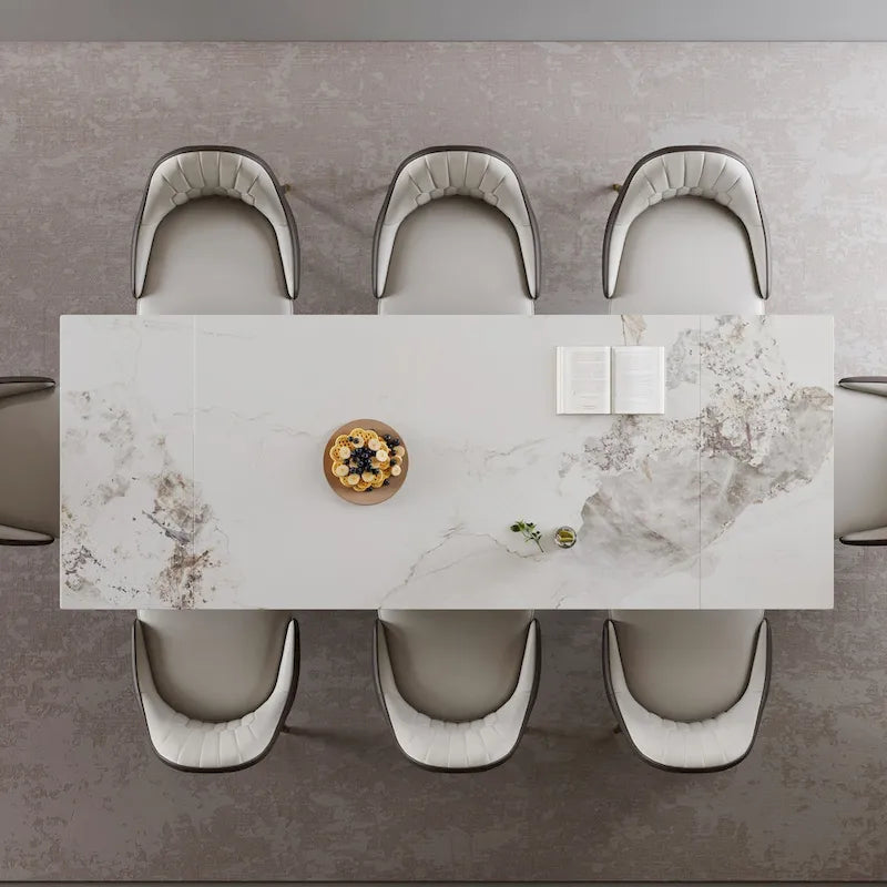 9 - Piece 94.48 Extendable Sintered Stone Dining Table with 8 Chairs Dining Set