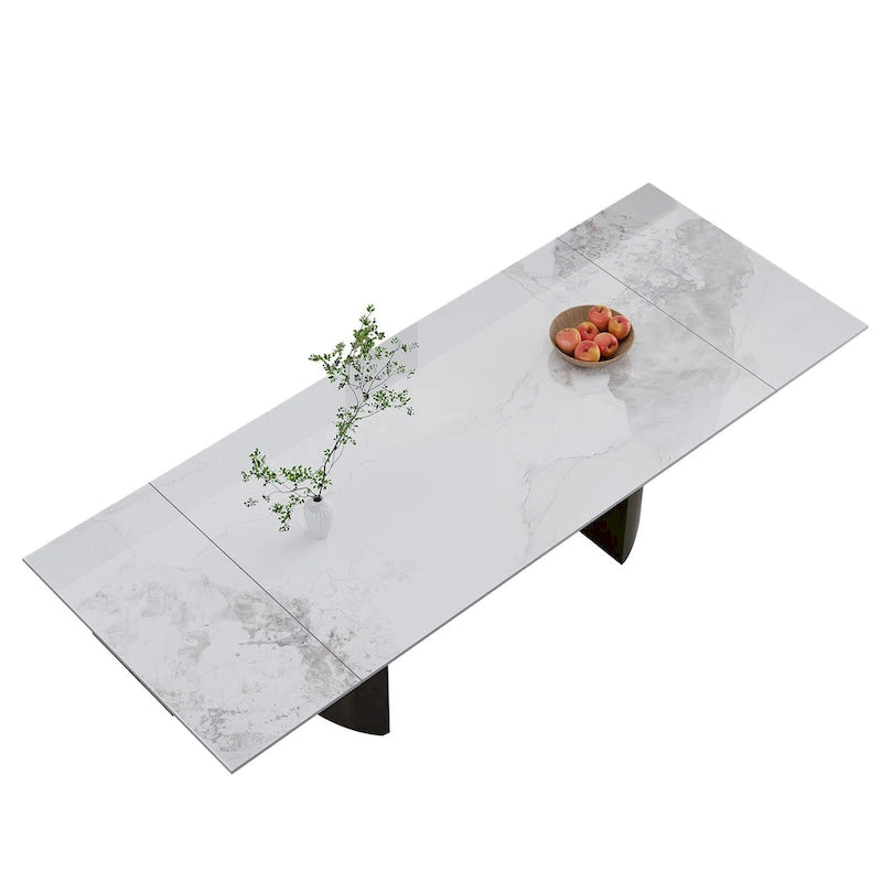 9 - Piece 94.48 Extendable Sintered Stone Dining Table with 8 Chairs Dining Set