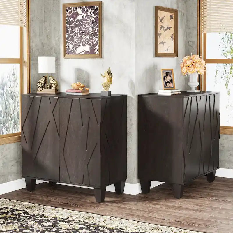 55-Inch Sideboard, Wood Buffet Cabinet with Adjustable Shelf
