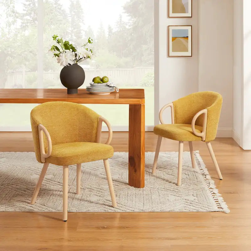 Art Leon Modern Fabric Accent Dining Wood Chair (Set of 2)